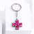 Factory Direct Rose Red Inlaid Cross Keychain Stainless Steel Cross Ring Key Ring Pendant Hanging Ornament