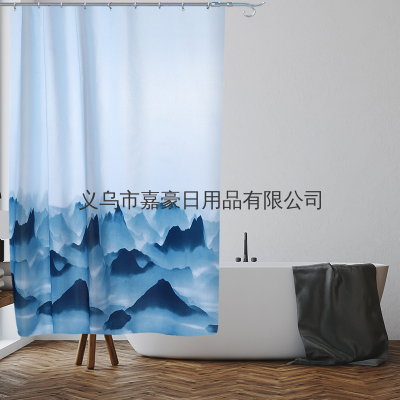 Hot Sale Amazon Bathroom Waterproof Door Curtain Shower Curtain Mildew-Resistant Plastic New Thickened Polyester