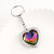 Factory Direct Supply Colored Loving Heart Diamond Stainless Steel Key Ring Heart Shape with Diamond Reflective Light Key Ring Backpack Pendant