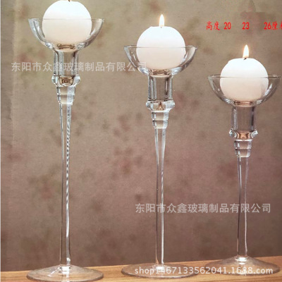 Modern Minimalist Glass Candlestick Living Room Dining Table Creative Romantic Home Curio Cabinet Decoration Crafts Long Brush Holder Candlestick