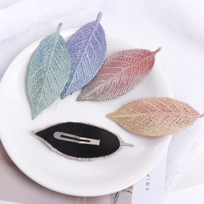 Korean New Fresh Sweet Girl Knitted Leaves Color Gradient Barrettes BB Clip Hairpin Side Clip