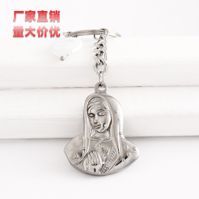 Personalized Women's Three-Dimensional Portrait Keychain Embossed Stainless Steel Sculpture Keychain Artistic Retro Ornament Keychain