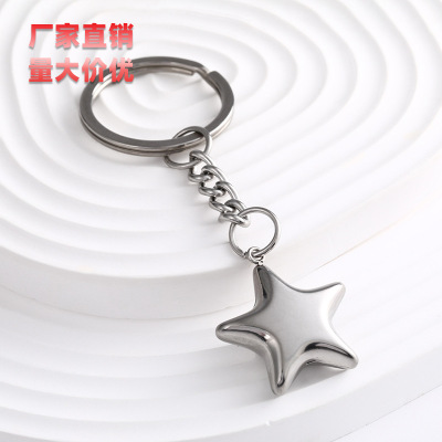 Stainless Steel Five-Pointed Star Keychain Solid Color XINGX Key Pendants Backpack Hanging Ornaments for Decoration Keychain