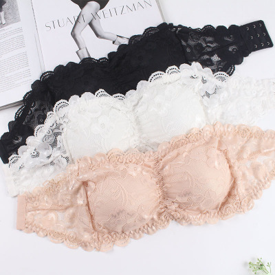 Lace Lace Tube Top Padded Back Three Breasted Tube Top Full Coverage Women's Underwear Bra Tube Top Bra