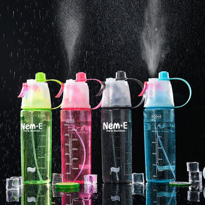 As Creative Outdoor Sports Spray Water Bottle Portable Spray Cup Plastic Gift Cup Internet Celebrity Water Cup Making Lo