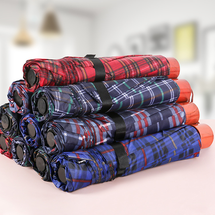 十骨手动加大款65公分格子雨伞加固防紫外线超轻太阳伞折叠遮阳伞