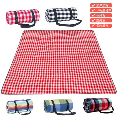 Picnic Mat Outdoor Moisture Proof Pad Waterproof Camping Mat Portable Waterproof Thickened Outdoor Camping Acrylic Fabric Red and White Plaid