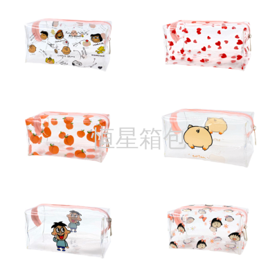 INS Transparent Cosmetic Bag Waterproof Wash Storage Bag Smiley Face Summer Love Peach Cat Charlie PVC