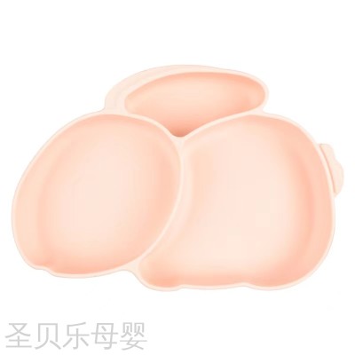 Food Grade Baby Plate Grid Bowl Cartoon Rabbit Silicone Plate Strong Suction Drop Proof Bowl