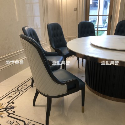 Shanghai Resort Hotel Solid Wood Furniture Restaurant Box Light Luxury Solid Wood Chair Club Dining Table and Chair