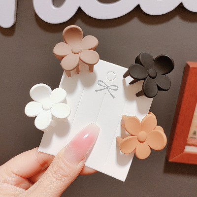 Small Size Coffee Color Series Mini Flowers Small Jaw Clip Women's High Ponytail Barrettes Bangs Fixed Gadget Barrettes Hair Accessories