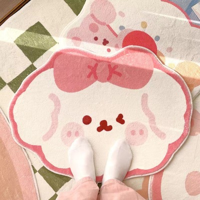 Girly Heart Cute Shaped Bedside Blanket Bedroom Room Stain-Resistant Cartoon Carpet Doorway Entrance Bathroom Absorbent Floor Mat