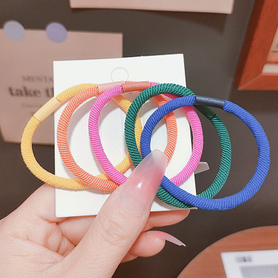 New Color Rubber Band for Hair Ties Headband Korean Simple High Elastic Ponytail Hair Ring Basic Leather Cover Girl Rubber Band