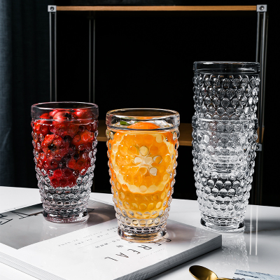 LD European-Style Retro Embossed Rivet Glass Clear Glass Cup Juice Cup Gargle Cup Water Cup Set