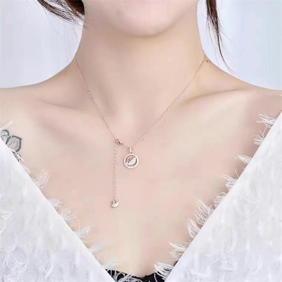 Amazon Hot European and American Jewelry Titanium Steel Little Swan Diamond-Embedded Personality Fashion Necklace Clavicle Chain