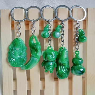 Creative Imitation Jade Key Pendants Imitation Jade Keychain Key Accessories One Yuan Department Store Supply