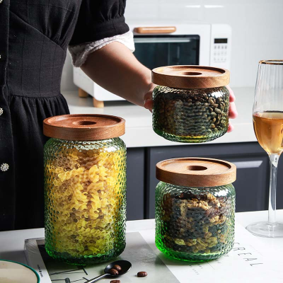 LD Creative Lovesickness Wooden Lid Glass Storage Jar Personality Storage Tank Household Tea Caddy Sealed Jar Glass Bottle