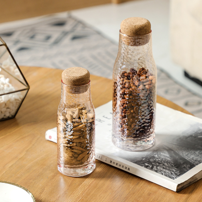 LD Hammer Patterned Champagne Glass Bottle Tea Coffee Storage Bottle Sealed Bottle Storage Bottle Kitchen Supplies