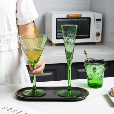 LD Nordic Creative Apple Green Red Wine Glass Champagne Glass Glass Cup Square Goblet Juice Cup
