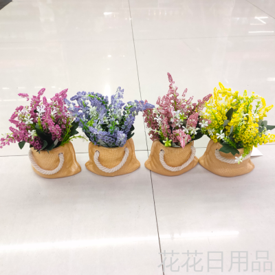 New Artificial Flower Ceramic Basin Lavender Bonsai Fake Flower Decoration Living Room Bedroom Dining Room Decoration