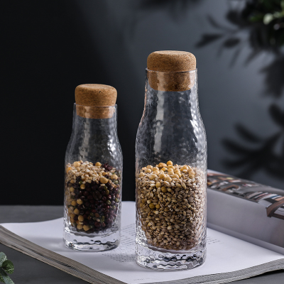 LD Hammer Patterned Transparent Glass Jar Tea Coffee Storage Bottle Sealed Bottle Storage Bottle Kitchen Supplies