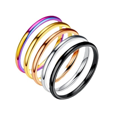 2mm Titanium Steel Thin Ring Women's Korean-Style Niche Ring Internet Hot European and American Stainless Steel Glossy Couple Ring