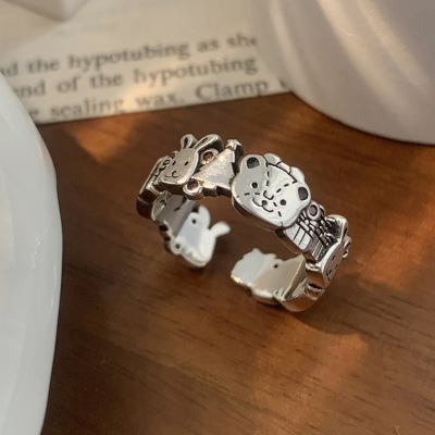 Shunyuan S925 Light Luxury Sterling Silver Ring Female Animal World Opening Ring Special-Interest Design Advanced Cold Style 2022