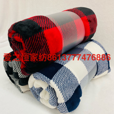 Factory Export Wholesale Flannel Classic Red Black Plaid Printed Coral Fleece Custom Blanket Leisure Blanket