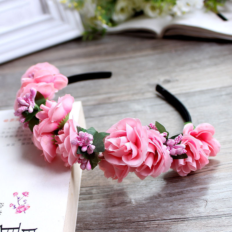 产地货源亚马逊新款欧美森系发箍夏季米白色头扣手工制作布料发窟