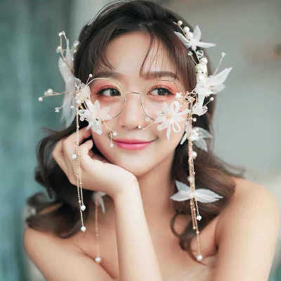 New Fashion Fashionmonger Glasses Simple Bridal Wedding Ornament Gold Pink Tassel Beautiful Mori Style