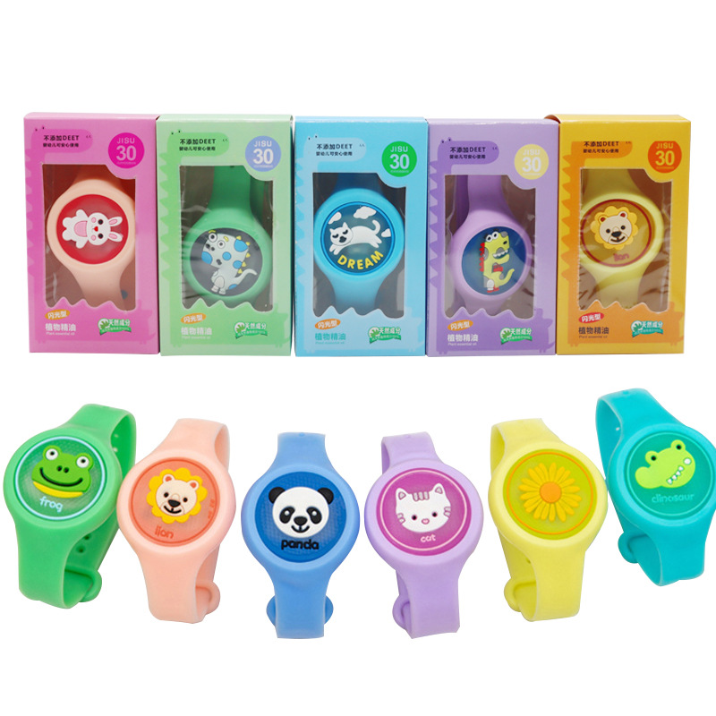 厂家直供夜光驱蚊手环儿童发光防蚊手链带灯驱蚊扣 闪光驱蚊手表