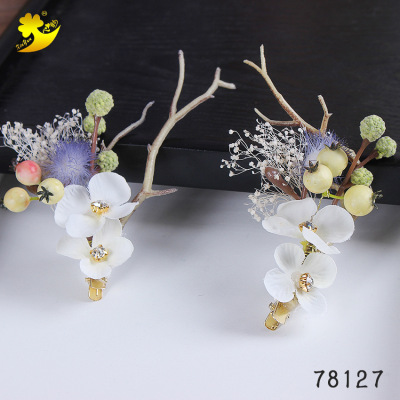 Japanese and Korean Bridal Headdress Starry Antlers Barrettes Branch Berry Barrettes Spring Fashion Photography Artificial Flower Headdress