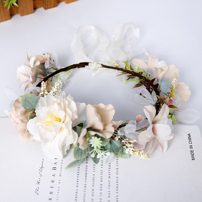 Korean Wedding Bridal Headdress Artificial Wreath Mori Style Camellia Ring Qing New Sweet Princess Hair Accessories Beautiful Headband
