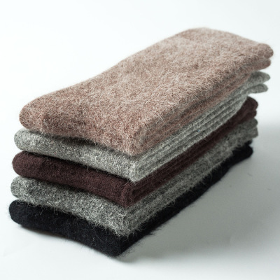 Angora Rabbit Wool Men's Socks Winter over Keep Warm Pure Color Wool Men's Socks Thick Wool Socks Men's Socks Wholesale