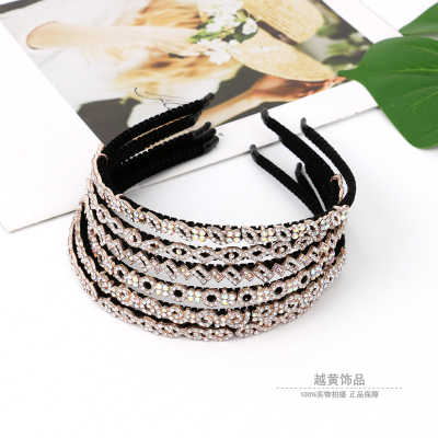 New Korean Style Micro Inlay Rhinestones Cross Mixed Rhinestone Headband Fashion All-Match Hairpin Hair Fixer Ring Ornament Headband Female Headdress