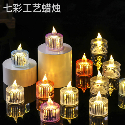 Atmosphere LED Electronic Candle Light Crystal Small Night Lamp Mini Tealight Birthday Proposal Ins Desktop Decoration