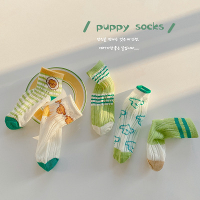 1167 Children's Socks One Piece Dropshipping Cute Puppy Barton Children's Khaki Stockings Summer Thin Baby Tube Socks