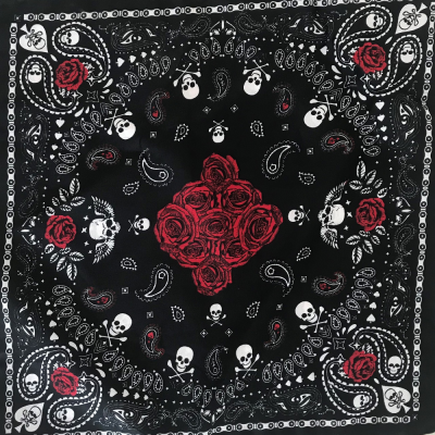 Pure Cotton Hand Towel Rose Skull Head Hip Hop Kerchief Outdoor Handkerchief Handkerchief Sports Sweat-Absorbent Wrapped Towel