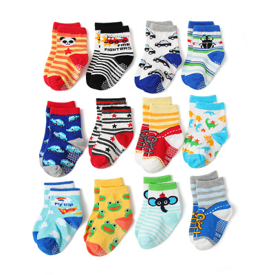 KID'S Basic Amazon Autumn and Winter Cartoon Glue Dispensing Non-Slip Children's Socks Car Panda and Other Children's Socks Children's Socks Wholesale