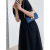 Luxi French Waffle Square Collar Dress Women's Summer Hepburn Style Elegant High-Grade Waist Long Skirt 3031