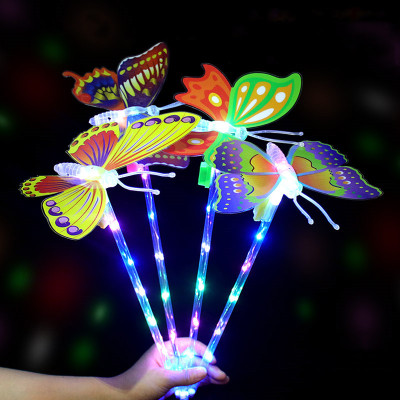 Children's Simulation Light-Emitting Butterfly Toy Stall Night Market Hot Sale Flash Handheld Butterfly Rods Promotional Gifts Wholesale