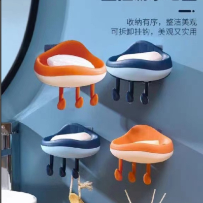 Cloud-Shaped Wall Hanging Drain Soap Box Household Bathroom Punched Tape-Free Hook Soap Box Holder