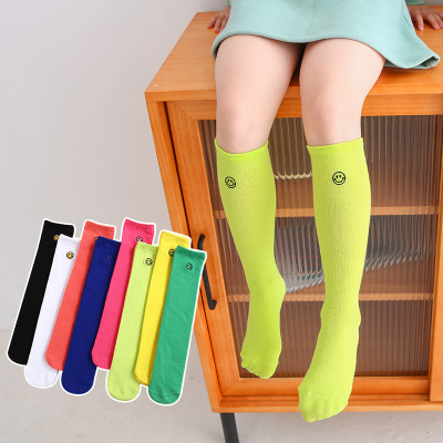 Summer Mesh Baby Socks Candy Color Tube Socks Children's Calf Socks Smiley Face Bunching Socks Girls' Stockings