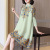 Fashionable Retro Printed Pleated Dress Spring 2022 New Middle-Aged Mom plus Size Women's Clothing That Makes You Look Younger Dress