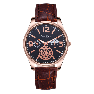 New Foreign Trade Men's Watch Gift Belt Watch Wholesale Business Cheap Three-Eye Digital Men's Watch Stall Watch