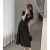 Summer Adult Lady like Woman Cold Style Dress French Chic Elegant Hollow Pleated Design Dress for Women