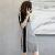 2022 Summer New French Style Polo Collar Knitted Dress Women's Fashion Design Sense Color Contrast Patchwork Thin Skirt
