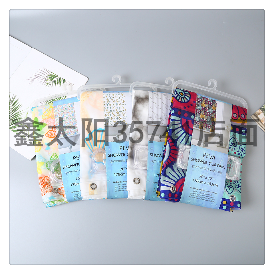 浴帘彩色加厚PEVA印花不透素色浴帘涤纶宾馆酒店防水浴帘批发