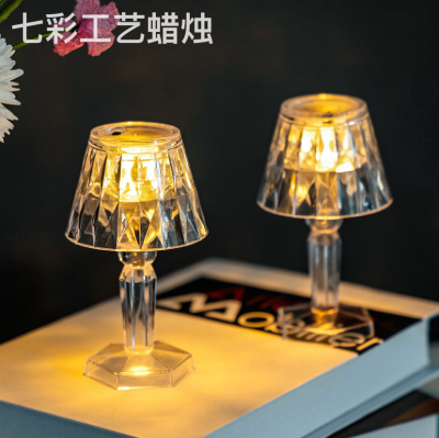 Atmosphere Crystal Table Lamp LED Electronic Candle Light Birthday Arrangement Desktop Decoration Ins Atmosphere Decoration Small Night Lamp