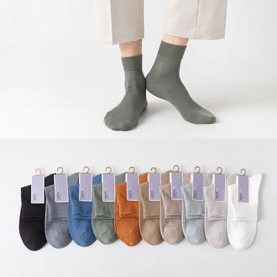 Spring and Summer Mid-Calf Men's Thin Socks Pure Cotton Socks Hot Word Simple and Breathable Long Socks One Piece Dropshipping